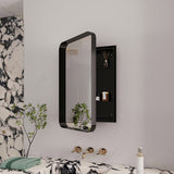 16x24 Inch Recessed Black Metal Framed Medicine Cabinet with Mirror and Adjustable Shelves Black W1435142927