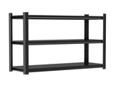 3-Tier Adjustable Height Metal Storage Shelving Unit, Large Capacity Black Multipurpose Organizer 12501859