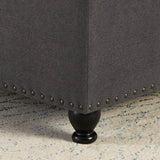 Large square storage ottoman with wooden legs, Upholstered button tufted coffee table with nail W2186142957