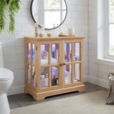 LED Curio Display Cabinet,Antique Display Cabinet with Adjustable Shelves,Retro Design Quality W2275P231692