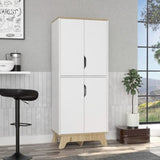 Pamplona Double Kitchen Pantry, Double Door, Four Shelves -Light Oak / White B20092109