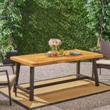 ZNTS Carlie Outdoor Sandblast Finished Dining Table with Rustic Metal Finished Iron Legs 54561.00