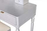 Luxury Vanity Desk with Round Mirror,Height-Adjustable, Stylish Dressing Table Set, 4 Drawers & N844P262897S