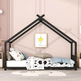 Twin Size Metal House Bed, Black MF305886AAB
