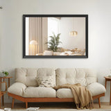 60"x40" Oversized Modern Rectangle Bathroom Mirror with Black Frame Decorative Large Wall Mirrors W708P297675