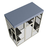 62.6" Outdoor Wooden Catio for Cats, Large Cat Enclosure with Waterproof Roof, 2 Cat Houses & W773P312617