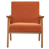 Solid Wood Armrest Teddy Velvet Simple Single Indoor Lounge Chair Backrest Burnt Orange 87153687