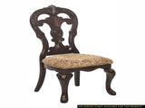 Elegant Style Beautiful Side Chairs 2pc Set Cherry Finish with Gold Tipping Fabric Upholstered B01164711