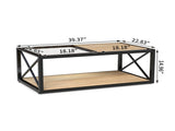 Modern coffee table for Bedroom & Living Room, Tempered Glass&Natural Wood MDF Top , Industrial W241P246907