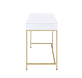 Ottey White High Gloss & Gold Finish Vanity Desk B2726P315732