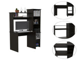 Black Wengue 6-Shelf Writing Desk with Built-in Bookcase B06280294