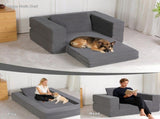 Compression Human Dog Sofa Bed for Adult & Pets,Modern Floor Couch With Pillow for Living Room 25363961