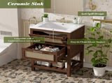 24" Bathroom Vanity with Integrated Ceramic Sink, Bathroom Cabinet with 1 Deep 1 Tip-Out N710P293990P