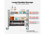 Stainless Steel 3-Tier Rolling Utility Cart with Lockable Wheels, Mobile Service 03230451