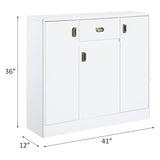White High Gloss 3-Door Server with Drawer B062P209325