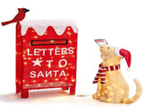 3.2FT Dog & Mailbox with 140 Warm White Wire Lights, Red Fabric Christmas Decor, US Plug 46031520