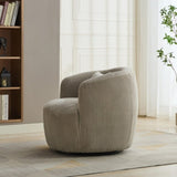 34.25 "Wide Upholstered Corduroy 360&deg Swivel Barrel Soft Accent Chair with Pillow, Circular W3118P253971