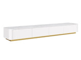 ON-TREND Luxury Fluted TV Stand for TVs Up to 85", Faux Marble Tabletop Media Console with 4 N721P298025K