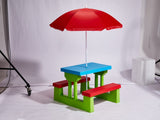 Kids Outdoor Table and Chair Sets with Removable Umbrella, Kids Picnic Table for Backyard Garden 70782072