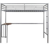 ZNTS Twin Metal Loft Bed with Desk, Ladder and Guardrails, Loft Bed for Bedroom, Silver MF286452AAN