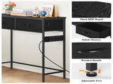 Industrial Console Table with Charging Station, 31.5 inch Narrow Entryway Table with 2 Fabric 60535580