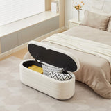 ZNTS S03 Basics Upholstered Storage Ottoman and Entryway Bench WHITE W1805P178800