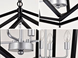 4-Light Farmhouse Kitchen Chandeliers, Matte Black and Sliver Vintage Rustic Cage Light Fixture W1592P209924