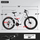 A26309 26 inch Mountain Bike,Full-Suspension 21 Speeds Drivetrain with Disc-Brake MTB Bicycle, 26*4" W709P291973