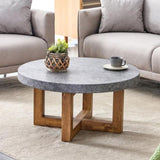 ZNTS Modern Gray Texture MDF Round Coffee Table - 31.4" Diameter.A modern retro circular coffee table W1151P209822