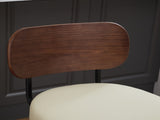 Swivel Bar Stools Set of 2, 26" Upholstered Faux Leather Counter Height Barstools with Walnut Back & W1143P300154