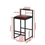 Black Bar Stool with Backrest Set of 2 Counter Height PU Leather Upholstered Bar Chairs with W1757122139