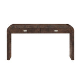 U_STYLE 60''Wooden Entryway Table with Burl Veneer, Console Table with 2 Large Drawers and Metal N711P216235P