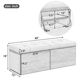 ZNTS 49" Storage Bench Storage Cabinet Storage Ottoman with Adjustable Shelves, Padded Seat Cushion and N719P189586E