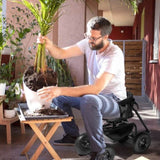 Rolling Garden Cart with Cushioned Backrest & Seat, Outdoor Gardening Stool for Planting, Garden 80553190