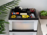 4-Drawer Narrow Plastic Storage Drawer Cart with Organizer Top, Black 21592990