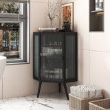 ZNTS 22.25" Floor Coner Cabinet with Tempered Glass Door & Storage Shelves for Bathroom, Living Room, W757130158