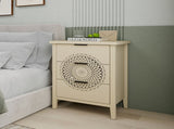 Hollow-Carved 3 Drawer Cabinet Dresser Storage Chest with Metal Handles For Living Room Bedroom W688P223042