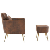 Half Disassembled Single Chair With Gold Feet And Pedals Bronzing Cloth Indoor Leisure Chair Orange 21962356