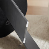 Round Coffee Table Black Oak Wood Surface and Black Metel Feet W820P272124