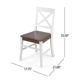 ZNTS Roshan Farmhouse Acacia Wood Dining Chairs, White / Walnut 21D x 17.75W x 35.5H Inch 62888.00WWALN