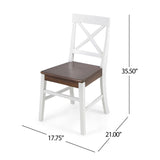 ZNTS Roshan Farmhouse Acacia Wood Dining Chairs, White / Walnut 62888.00WWALN