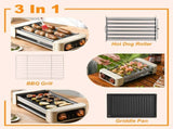 3-in-1 Electric Sausage Griller, Hot Dog Roller with BBQ Grill & Flat Griddle, 3 Temperature Levels 51215155