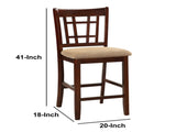 Set of 2 Chairs Dining Room Furniture Brown Solid wood Counter Height Chairs Upholstered Cushioned HS00F1205-ID-AHD