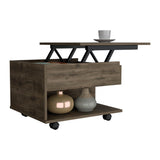 Luanda Lift Top Coffee Table, Casters, One Shelf -Dark Brown B07091884