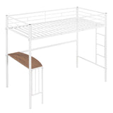 ZNTS Twin Metal Loft Bed with Desk, Ladder and Guardrails, Loft Bed for Bedroom, White 03733245