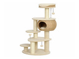 Cat Tree 52 Inch Cat Tower with Handwoven Cattail Condo Bed Platforms 3 Scratching Posts 3 Toy Balls 82785661