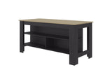 Ruso Kitchen Island, 3 Spacious open Shelves, Modern Design, Black Wengue / Natural Oak B097P474318