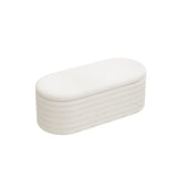 Storage Chenille Ottoman Bench Upholstered Fabric Storage Bench End of Bed Stool with Safety Hinge W2336P251192