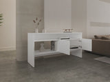 Console Table 31.8" H, with 2 Doors and 3 Shelves, White B097P250861