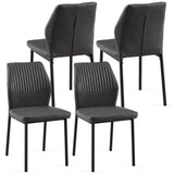 Dark Grey PU Leather Dining Chairs Set of 4 Faux Leather Dining Chairs Living Room Chair Modern W1164P195156